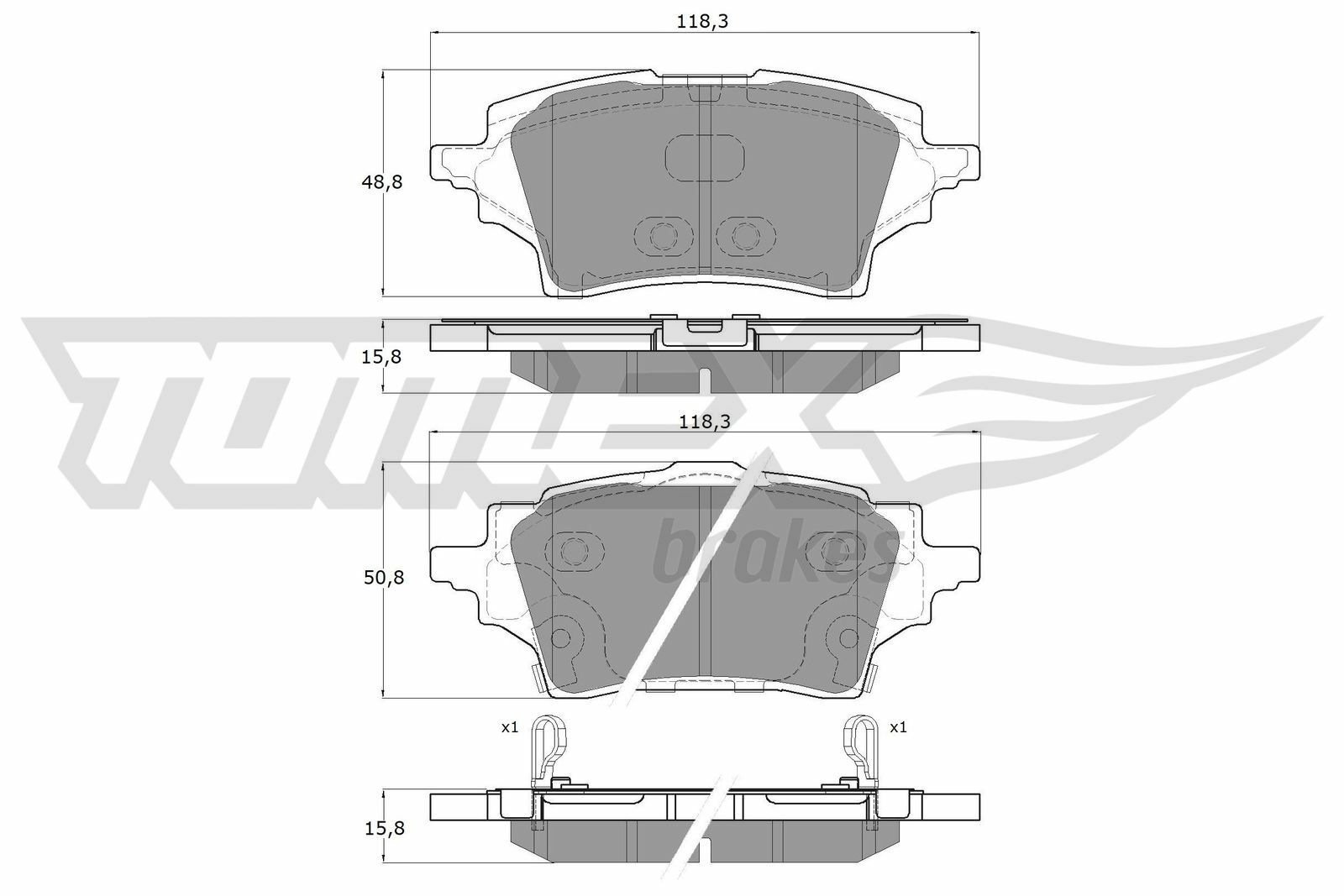 Sada brzdových destiček, kotoučová brzda TOMEX Brakes